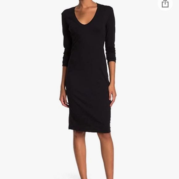 James Perse | Dresses | James Perse Standard Black Jersey Ruched